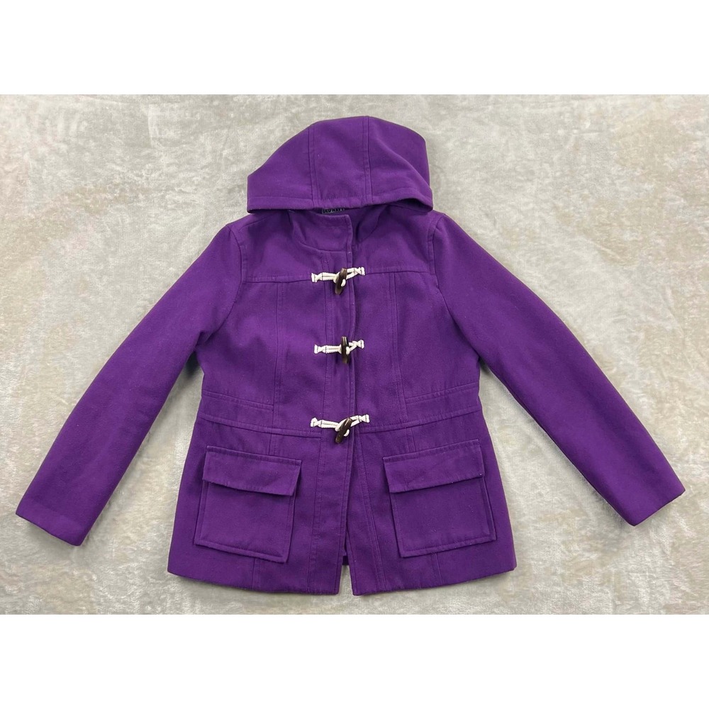 GUC Old Navy Women's Purple Hooded Toggle Duffle Coat Jacket Large RN 54023